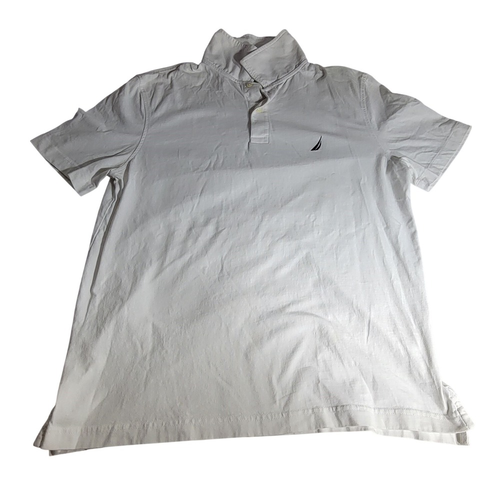 Nautica Mens White Short Sleeve Cotton Polo Shirt Large